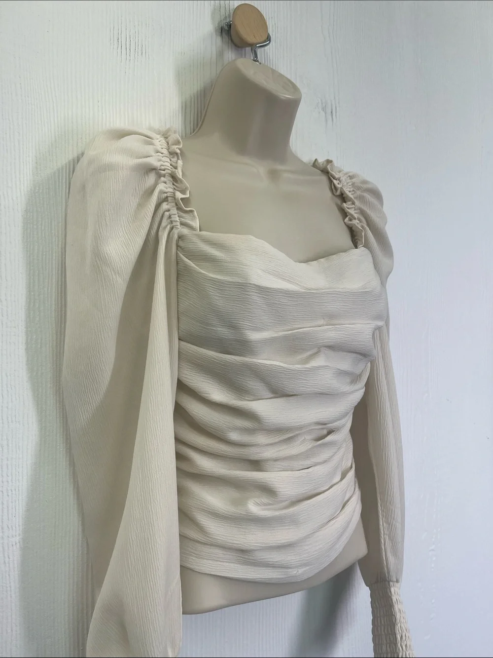 ASTR - Tonia Ruched Puff Long Sleeve Square Neckline  Bohemian Blouse Size XS